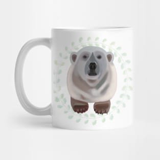 Polar Bear on Aquilegia pattern Mug